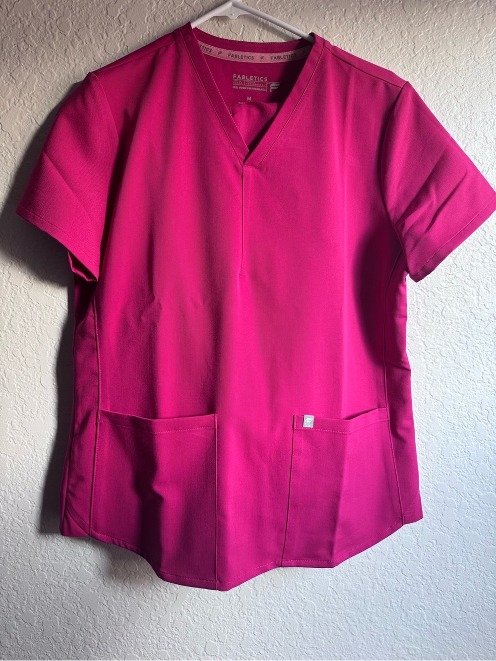 Fabletics womens V‑Neck Scrub Top and cargo joggers Hot Pink